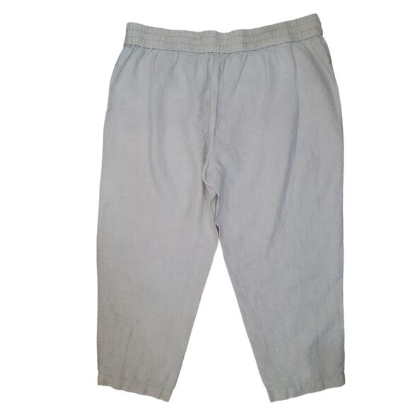 Eileen Fisher Organic Linen Khaki cropped pants size Large - Picture 2 of 6